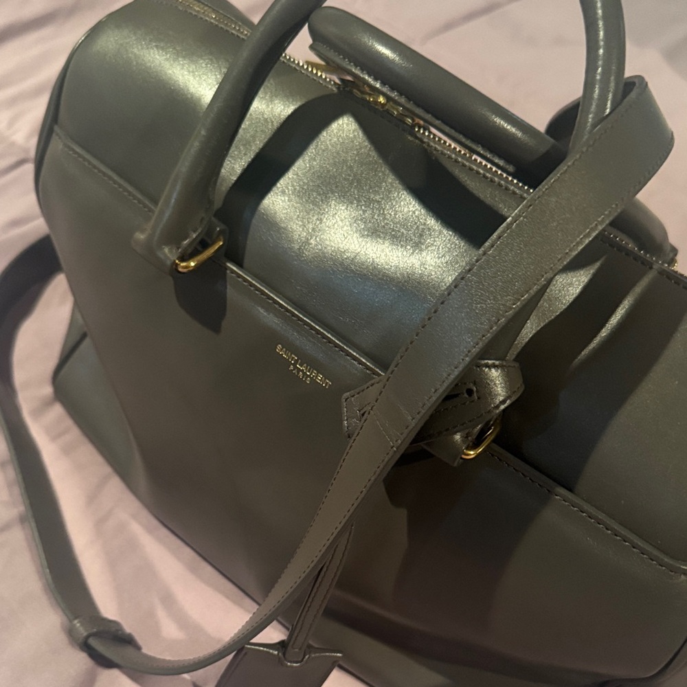 Saint Laurent Dark Gray Leather Baby duffle